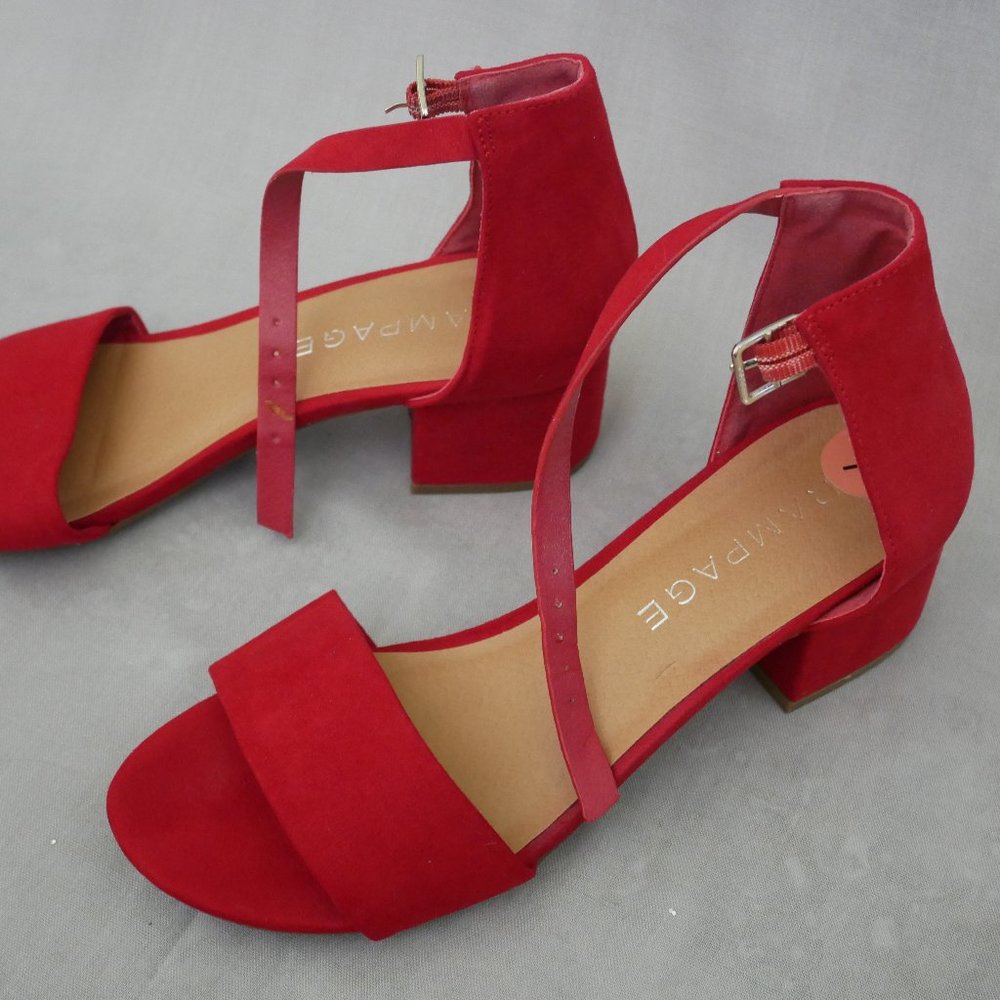 Rampage Red Block Heel Sandals